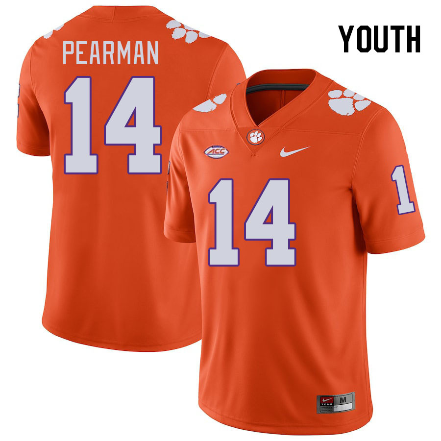 Youth Clemson Tigers Trent Pearman #14 College Orange NCAA Authentic Football Stitched Jersey 23GC30LG